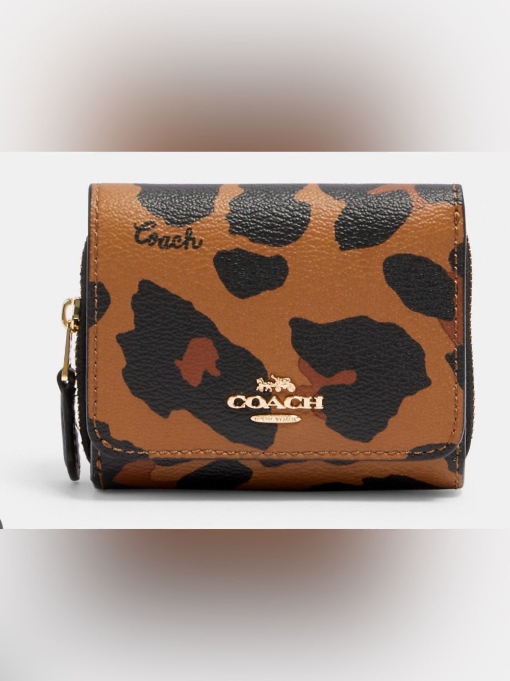 Coach Leopard Print TRIFOLD WALLET